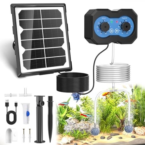 Forever Speed Aeratore Solare per laghetto con Batteria, Ricaricabile, Pompa di Ossigeno Solare per Stagno, Acquario, Pesca, Pompa di Ossigeno Solare USB Doppia, 146 modalità Regolabili