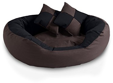 BedDog® 4in1 Letto per Cane Saba L Fino a XXXL, 7 Colori a Scelta, Cuscino, Divano, Cestino per Cane,Marrone/Nero L