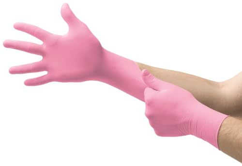 Ansell Micro-Touch Nitrafree Latexfreie Einweghandschuhe, Nitrilhandschuhe Puderfrei, Einmalhandschuhe Rosa, Untersuchungshandschuhe, Op Handschuhe M (100 Stück)