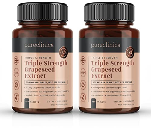 Grape Seed Extract - 300mg x 360 tablets - 90% Oligomeric Proanthocyanidins. Don't settle for the much weaker 50% OPC or 100mg tablets. SKU: GSE3x2