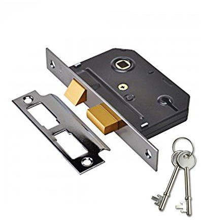 Yale Essentials 2.5 Inch/64 mm 3 Lever Sashlock Easy Fitting Template and Instructions, Mortice Locks for Internal Doors Provides Door Latching in Addition to Lock and Key Door Security, Chrome