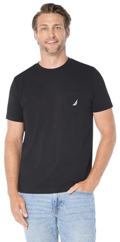 Nautica mens Solid Crew Neck Short Sleeve Pocket T-shirt T Shirt, True Black, 3X-Large Tall US