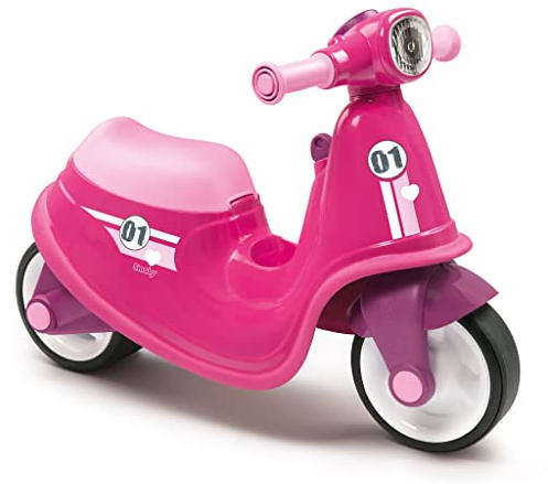Smoby - Porteur Scooter Rose - Pour Enfant Dès 18 Mois - Roues Silencieuses - Coffre à Jouets - 721002