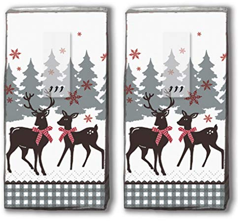 20 Taschentücher (2x 10) Taschentücher Reizende Hirsche/Reh / Winter/Weihnachten