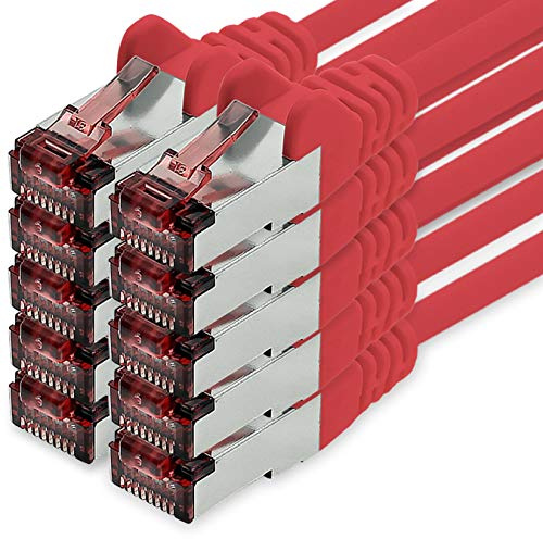 1CONN Cat6 Netzwerkkabel 10 X 1m rot Ethernetkabel Lankabel Cat6 Lan Netzwerk Kabel Sftp Pimf Patchkabel 1000 Mbit s