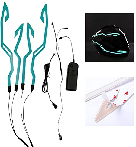 MasYosh Tira de luz para casco, tira adhesiva luminosa LED, luz nocturna LED, señal de conducción, luz fría para casco, modo 3, funciona con batería, para todos los cascos de motocicleta