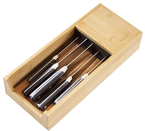 Totally Bamboo Universal Knife Caddy, Organizer and Holder for Drawer or Countertop