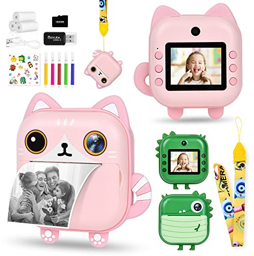 Ainiv Macchina Fotografica Istantanea per Bambini,1080P HD Digitale Fotocamera Instant Print, 2.4 Pollici con Selfies+32GB SD Scheda+3 Rotoli di Carta da Stampa,Regali per Ragazze Ragazzi da 3-12 Anni