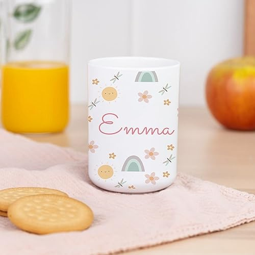 Wanapix | Bicchieri per Bambini | Bicchiere Personalizzato di Plastica Infrangibile | Ritorno a scuola/asilo | Senza BPA | Tazza per Bambini | 330ml | Sole