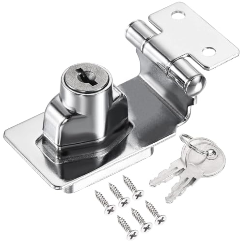 ﻿ Litensh Cerradura de cerrojo con llave en ángulo recto de 90 grados, perilla giratoria de bloqueo con llave, cerradura de cobertizo, cierre de puerta, hebilla de pestillo pequeño de candado