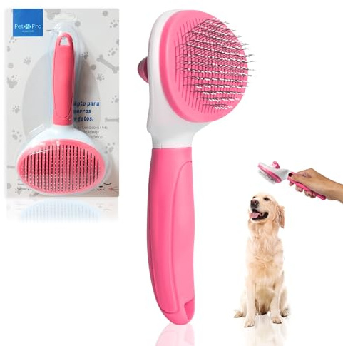 Pet Pro Essentials Cepillo para Perros y Gatos, Quita Pelos Mascota, Peine para Mascotas Accesorios (Rosa)