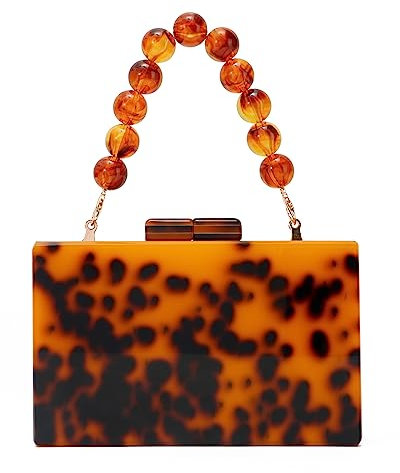 EVEOUT Damen Elegante Acryl Abendtasche Clutch mit Perlen-Handkette Marmorierte Umhängetasche Handtaschen für Party Abschlussball Hochzeit Brauttasche