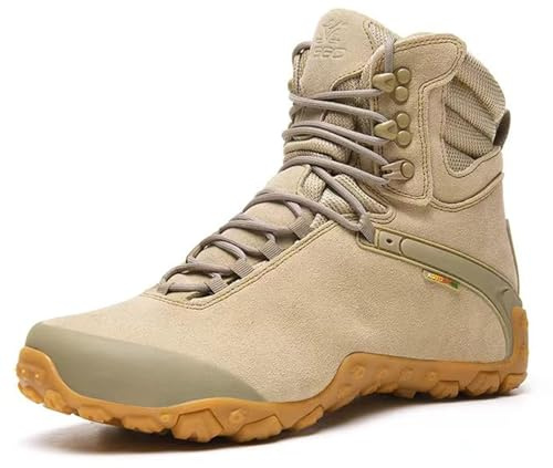 SANANG Botas Senderismo Hombres Mujeres Montaña Impermeable Zapatos Piel Vaca Arena Negro Alto Outdoor Táctica Ejército Escalada Trekking