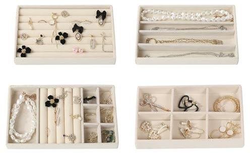 LMSAWK Vassoi Organizer da Cassetto, Cassetti Impilabili Organizer, Portagioie da Cassetto, per Collane, Bracciali, Orecchini, Anelli, Orologi