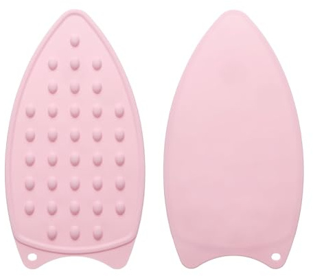 QUARKZMAN 2Pcs Support en Silicone pour Fer, Tapis Résistant à La Chaleur Polyvalent Plaque de Support pour Fer pour Table à Repasser Tapis Compact, Rose Pâle