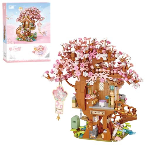 XEERUN Kirschblüten Baumhaus Mini Klemmbausteine, 1149 Teile Garten Haus, Blumen Bonsai Deko Modell, bausteine Sakura, Creative Geschenk für Erwachsene oder Jugendliche