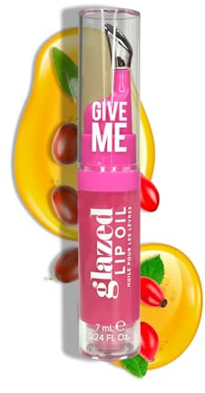 Give Me Cosmetics, Glazed Lip Oil, Infused with Jojoba Oil, Intensely Hydrating and Delivers a Gorgeous, Glossy Finish - Blazin' Berry