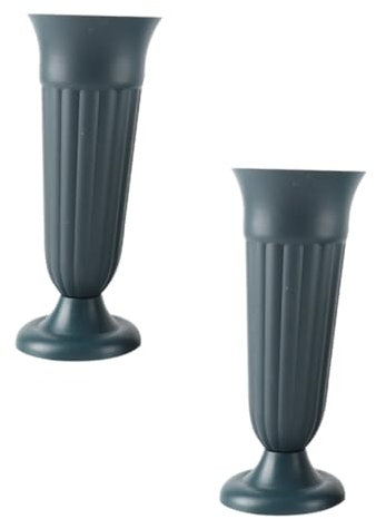 Abaodam 2pièces Vases Cônes Plastique Vert Résistant pour Décoration Funéraire Et Arrangement Floral Conteneurs Polyvalents pour Fleurs Et Jardins Supports pour Tombeaux Et Pelouses