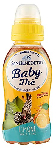 San Benedetto, Baby Thè al Limone, 250 ml Bevanda Rinfrescante per Bambini, Senza Teina, Coloranti e Glutine, Tappo Pull & Push