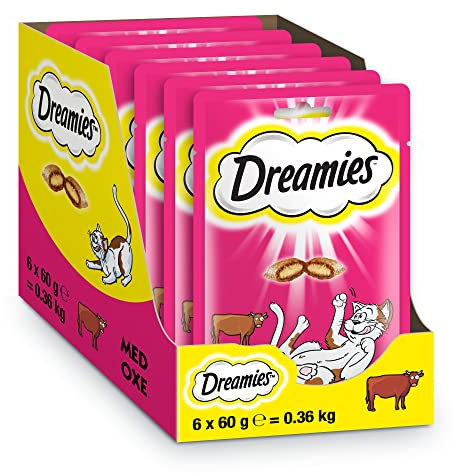 Dreamies Katzensnacks Katzenleckerli Klassiker mit Rind, 6 Packungen (6 x 60g)
