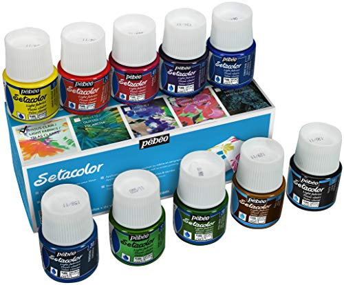 PEBEO Setacolor Light Fabrics Paint Set, Cardboard Box of 10 Assorted 45-Milliliter Jars (075000)