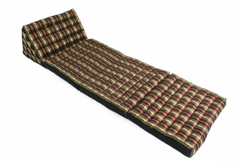 Handelsturm Thaikissen mit extragroßem Dreieckskissen, 3 Auflagen mit Füllung aus Kapok, Thaimatte mit Dreieck als Bodenkissen, Sitzkissen und Tagesbett Thaisilk rot