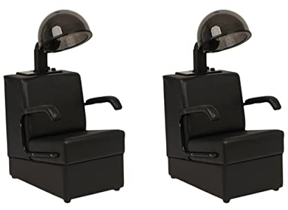 Buy-Rite Kate Set of 2 Professional Salon Hair Dryer & Dryer Chair Combinations, 980W Commercial Hooded Dryers, Heavy-Duty Wood Frame Chairs, Adjustable Hoods, Removable Arms, OD-431/HL-1500
