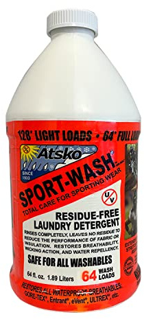 Atsko Sno-Seal SPORT WASH LAUNDRY DETERGENT, Liquid, 64 Fl Oz (Pack of 1), Unscented