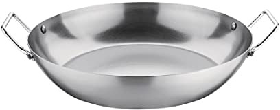 Vogue Carbon Steel Paella Pan 33cm, 3.6Ltr - Induction Compatible, Even Heat Distribution GD073