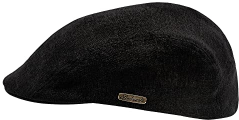 Sterkowski Gecko Schiebermütze Sommer | 100% Leinen Mütze Herren Und Damen | Flatcap Sonnenhut Trendmütze Golf Cap Vintage Kappe Klassische Outdoor Stoffmütze Trendmütze Urbane Schwarz 57