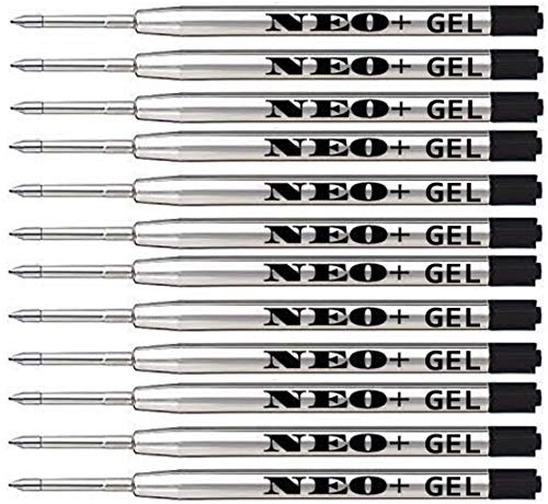Ricariche per penna a sfera di qualit & agrave; di lunga durata, compatibili anche con penne Parker, cartucce di ricambio G2, prodotte in Germania (12 x INCHIOSTRO GEL NERO)