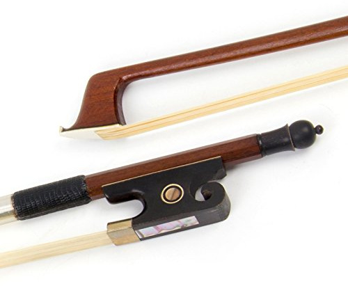 Kmise Violin Bow 4/4 Sandalwood Bows for Fiddle Octagonal Round Stick with Mongolian Horse Hair Ox Horn Frog Silver Wire Winding for Beginners and Advanced Players
