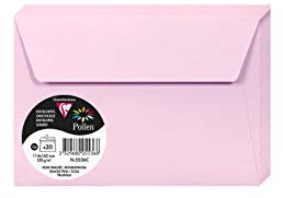 Clairefontaine 5536C - Packung mit 20 Umschlägen Pollen Format C6 11,4x16,2 cm, 120g, selbstklebend, ideal für Einladungen und Korrespondenz, Premium glattes Papier, Zartrosa, 1 Pack
