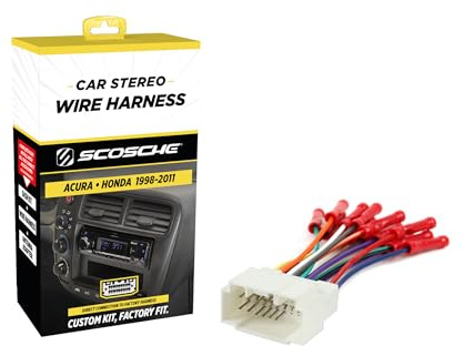 Scosche HA08BCB Aftermarket Radio Wiring Harness with Crimp Connectors for Select 1998-11 Acura and Honda - Aftermarket Radio Wire Harness for Car Stereo - Check Vehicle List Below for Your Model