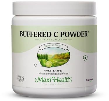 Maxi Health Buffered Vitamin C Powder - High Potency - 800 mg - Immune Health - 4 Ounces - Kosher