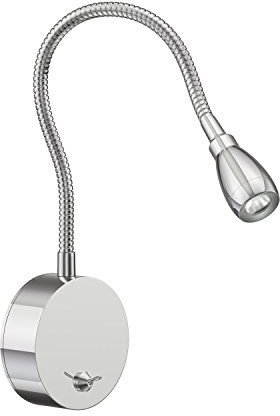ledscom.de Lampada da lettura LED/apparecchio da parete HAN, collo d'oca, interruttore, cromo lucido, bianco