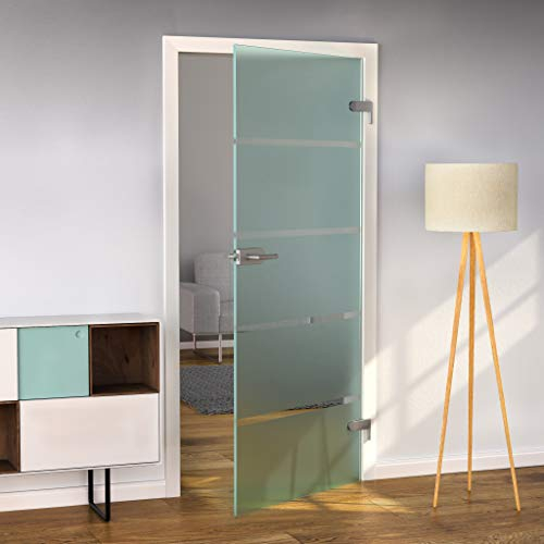 Bijon Glastür T6 - Hochwertige Studio Ganzglastür aus kratzfestem ESG-Glas für stilvolle Raumgestaltung, Studio/Studio, 834x1972mm - DIN Links