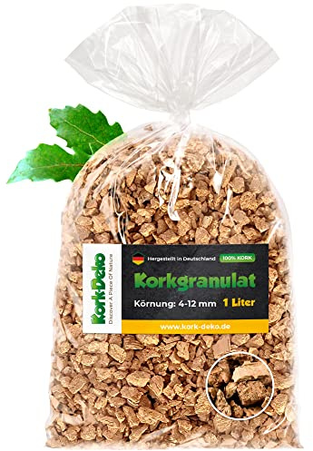 1 Litre Cork Grain Granulate Cork Granulated Powder Granules Powder scatter flock (4-12 mm coarse)
