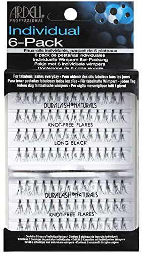 ARDELL Knot-Free Individuals Eye Lashes, Long, Black, Pack of 6