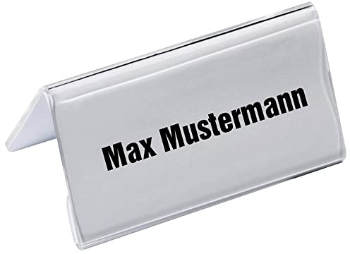 Durable Soporte para poner nombres de mesa para tarjetas de 52/104 x 100 mm, hecho de acrílico transparente resistente, perfecto para conferencias, seminarios, escritorios de recepción, etc.
