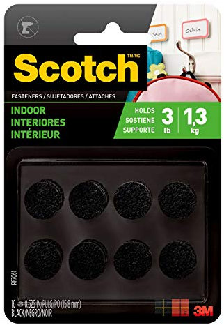 Scotch RF7061 Hook and Pile Multi-Purpose Fasteners, 0.625 Round, Black