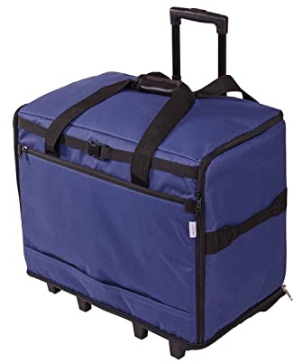 Sewing Online Très Grand Sac à roulettes pour Machine à Coudre en Tissu Bleu Marine Durable, 63 x 43 x 30 cm, Bouleau 006107/NAVY