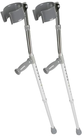 Medline Aluminum Forearm Crutches, Adult, Cuff Size 4, Pack of 2