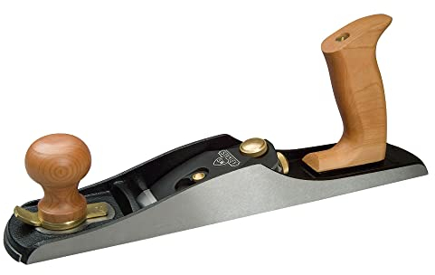 STANLEY Hobel Trockenbauwerkzeug Bankhobel (klassischer Bankhobel, 355 mm Eisenlänge, 50 mm Eisenbreite, Hobelmaul verstellbar, mit Einstellschrauben, FSC-zertifizierter Kirschholz-Griff) - 1-12-137
