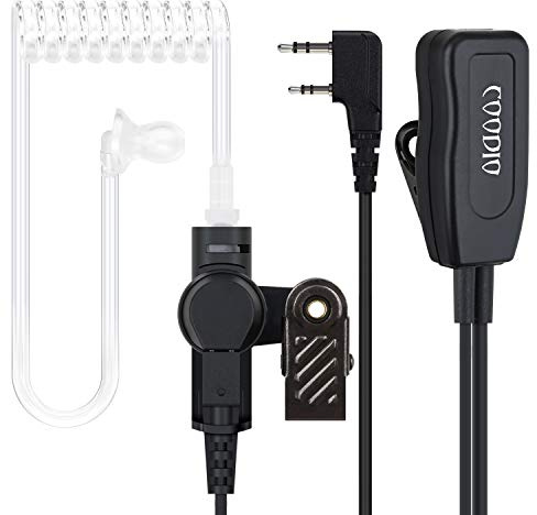 COODIO Ohrhörer 2 Pin Professionell Security Ohrhörer Headset [Transparenter Akustikschlauch] Kopfhörer Mikrofon Für Kenwood Baofeng Wouxun PMR