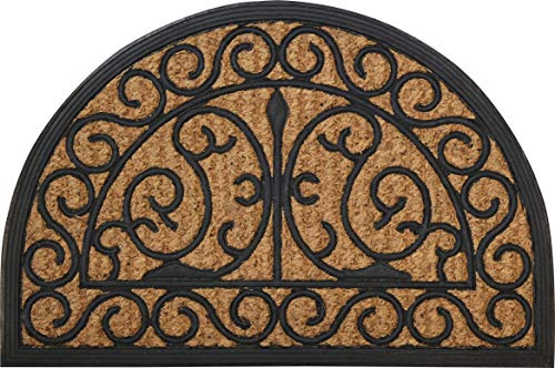 ID Mate 4060 Cuba - Felpudo de Fibra Coco/Caucho con Forma de Media Luna, 60 x 40 x 1 cm, Color Beige