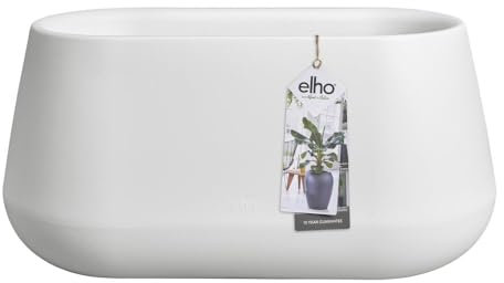 elho Pure Cone Long Wheels 75 - Blumenkasten für Innen & Außen - Recyceltem Plastik - L74.0 x H35.8 cm - Weiß/Weiss