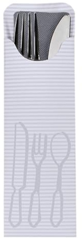 PAPSTAR 500 Bestecktaschen 23,5x7,3cm grau inklusive Farbiger Bistro Ser