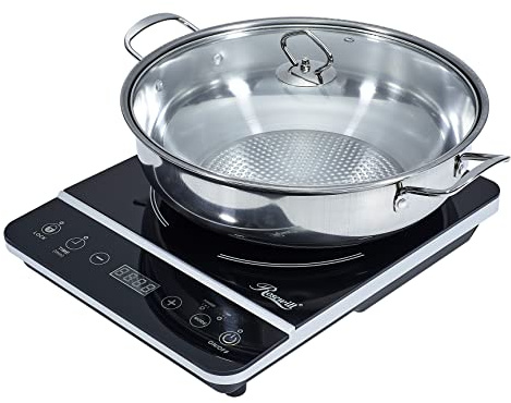 Rosewill Induction Cooker 1800 Watt, Induction Cooktop, Electric Burner with Stainless Steel Pot 10 3.5 QT 18-8, RHAI-13001