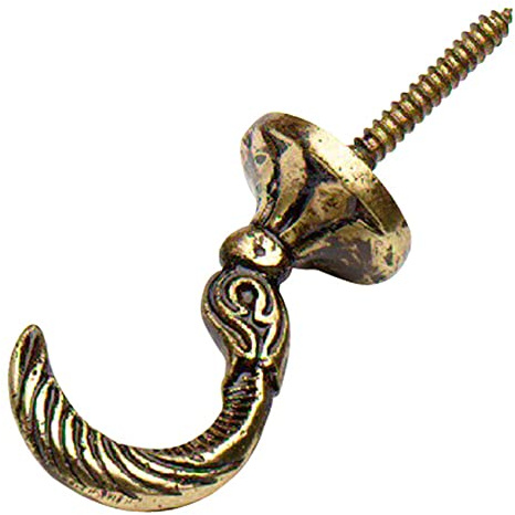 Merriway® BH01608 (2 Pcs) Large Egyptian Curtain Drapery Hold Back Tie Back Hooks, 45mm (1.3/4 inch) Solid Brass - Pack of 2 Pieces